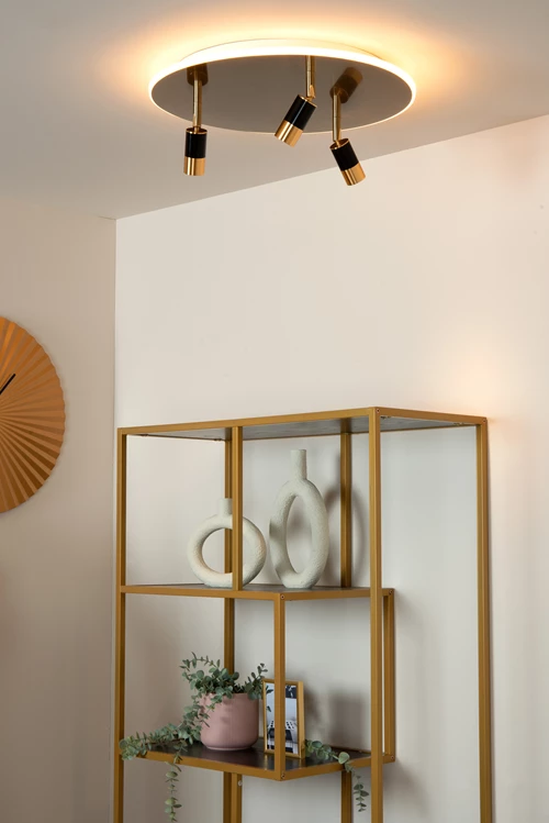 Lucide JUBEL - Flush ceiling light - Ø 48 cm - LED - CCT - 2500K/3000K - Matt Gold / Brass - atmosphere 1